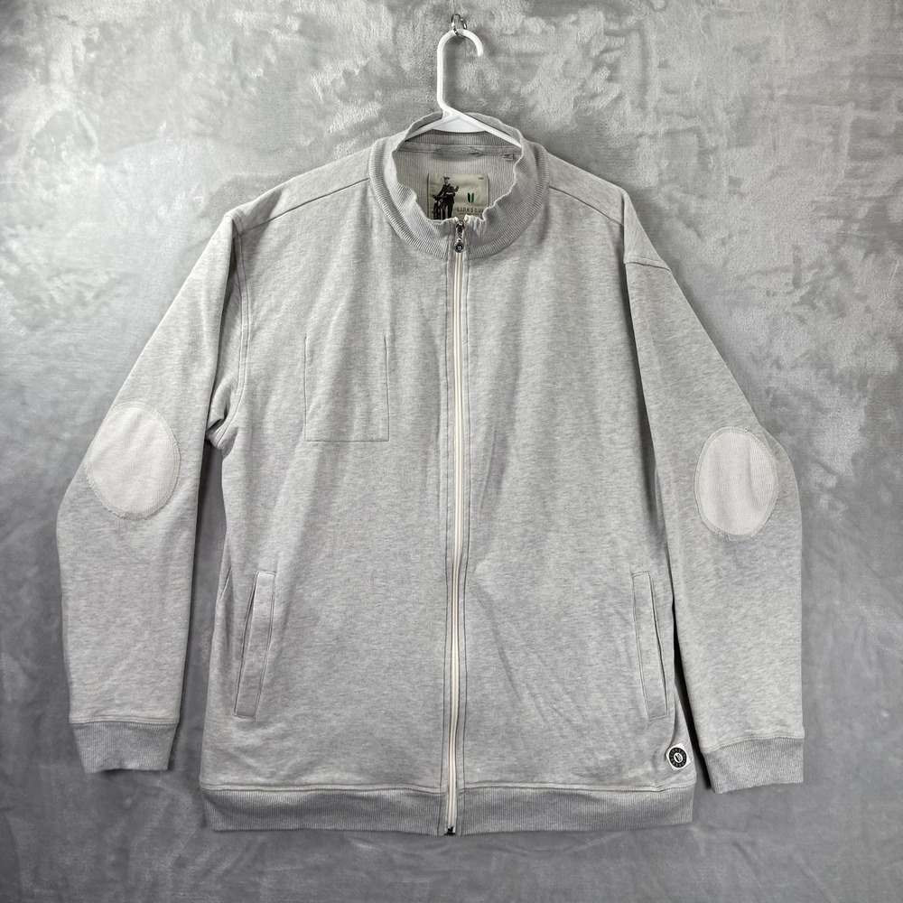 Linksoul Sweatshirt mens XXL Full Zip Lightweight Elbow Patches Golf Pockets 2XL